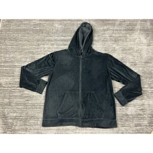 Danskin Now‎ Track Jacket Womens Large 12-14 Gray Full Zip Loose Fit Velour